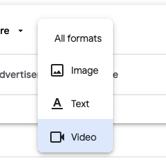 Selecting video ad formats on google ads transparency center